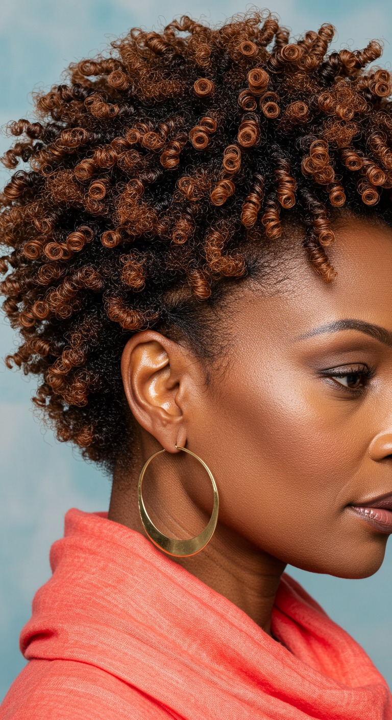 Short Coiled Updo for Older Black Women