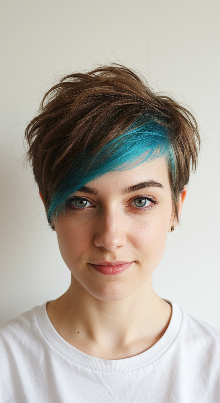 Short Haircut with a Peekaboo Underdye