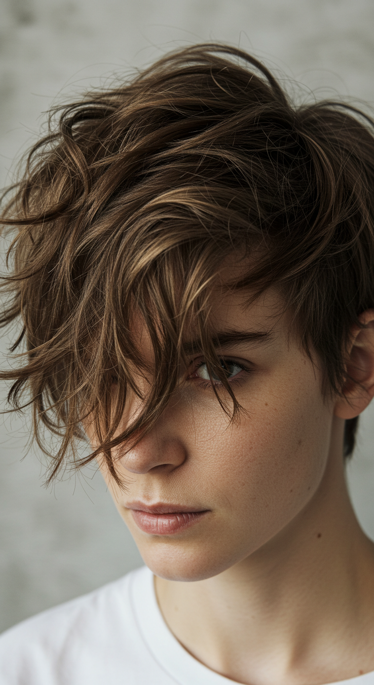 Short and Tousled with Curtain Bangs