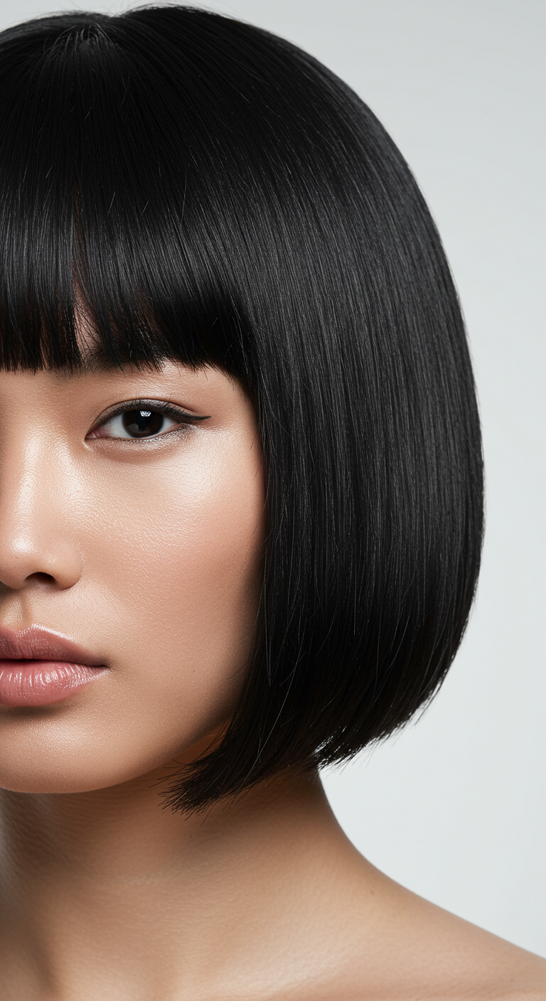 Sleek Blunt Bob with Glass Hair Finish