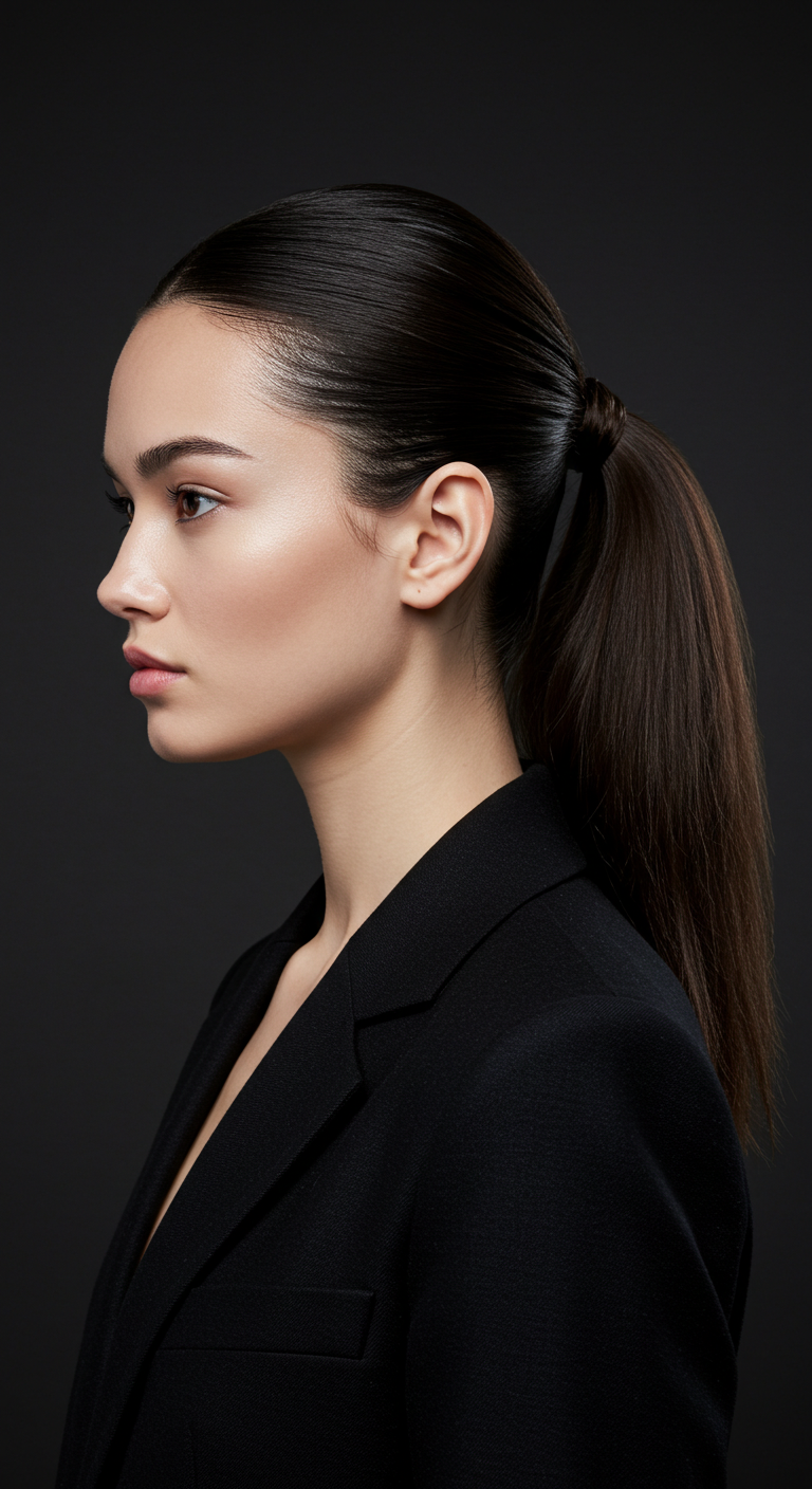 Sleek High Ponytail with a Wraparound Strand