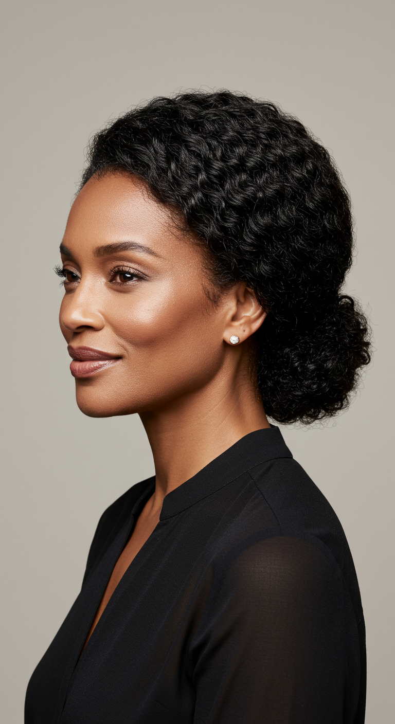 Sleek Low Bun for Older Black Women