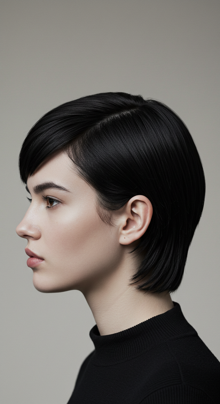 Sleek, Tucked-Behind-the-Ears Short Cut