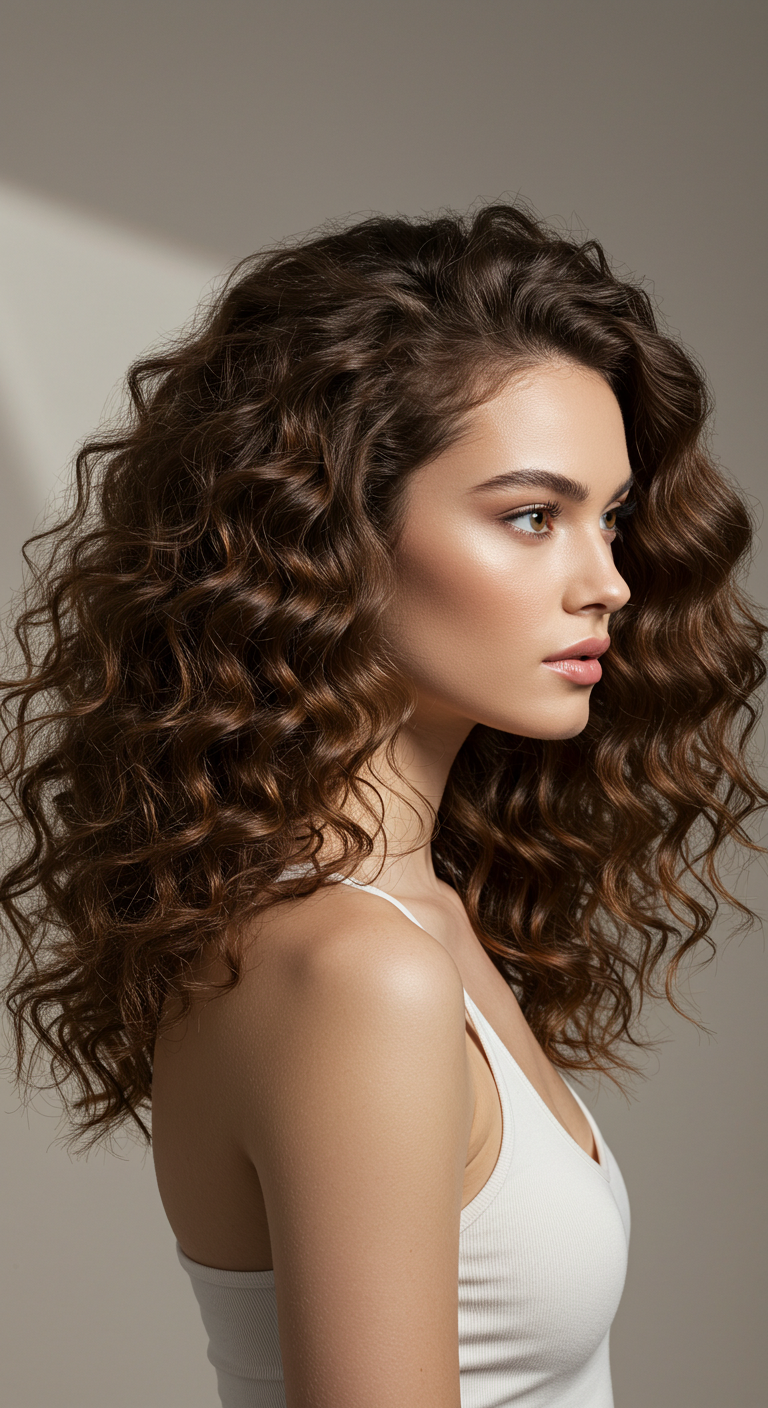 Soft Curls with a Side Part