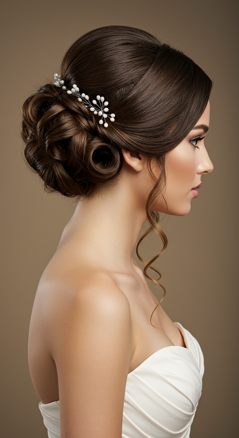 Timeless French Twist Prom Hairstyle for Strapless Dresses