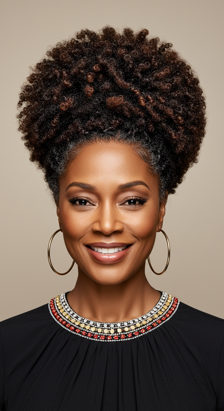 Twist Out Updo for Older Black Women
