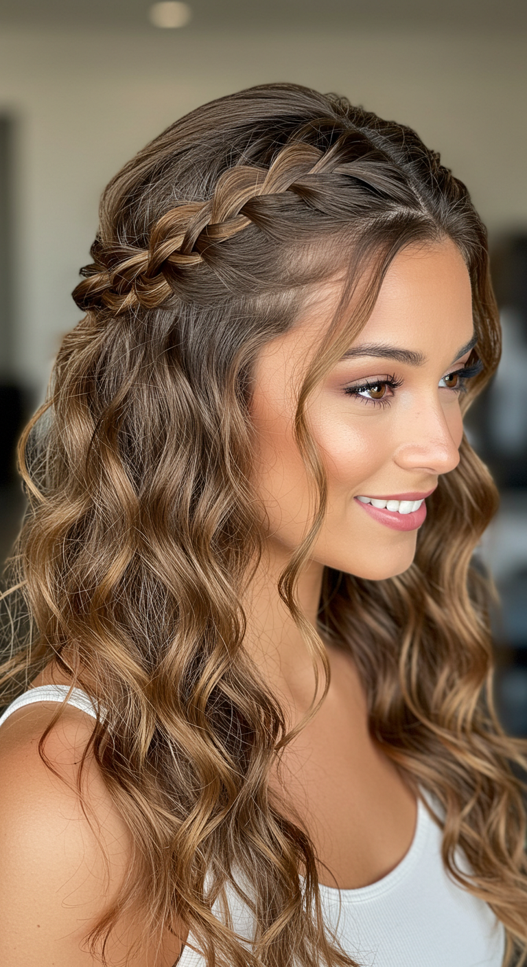 Waterfall Braid Half-Updo