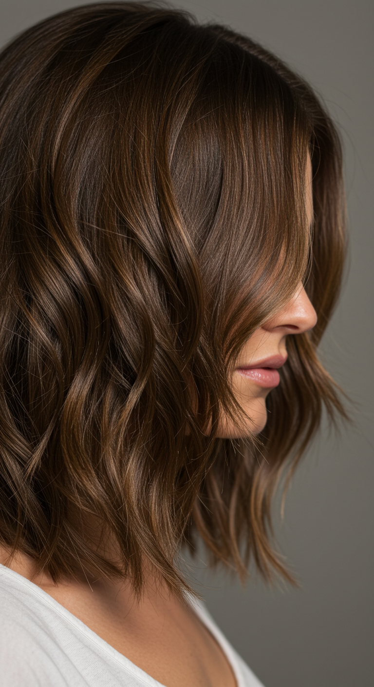 Wavy Lob with Soft Face-Framing Layers