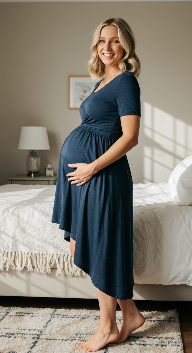 Asymmetrical Hem Maternity Dress

