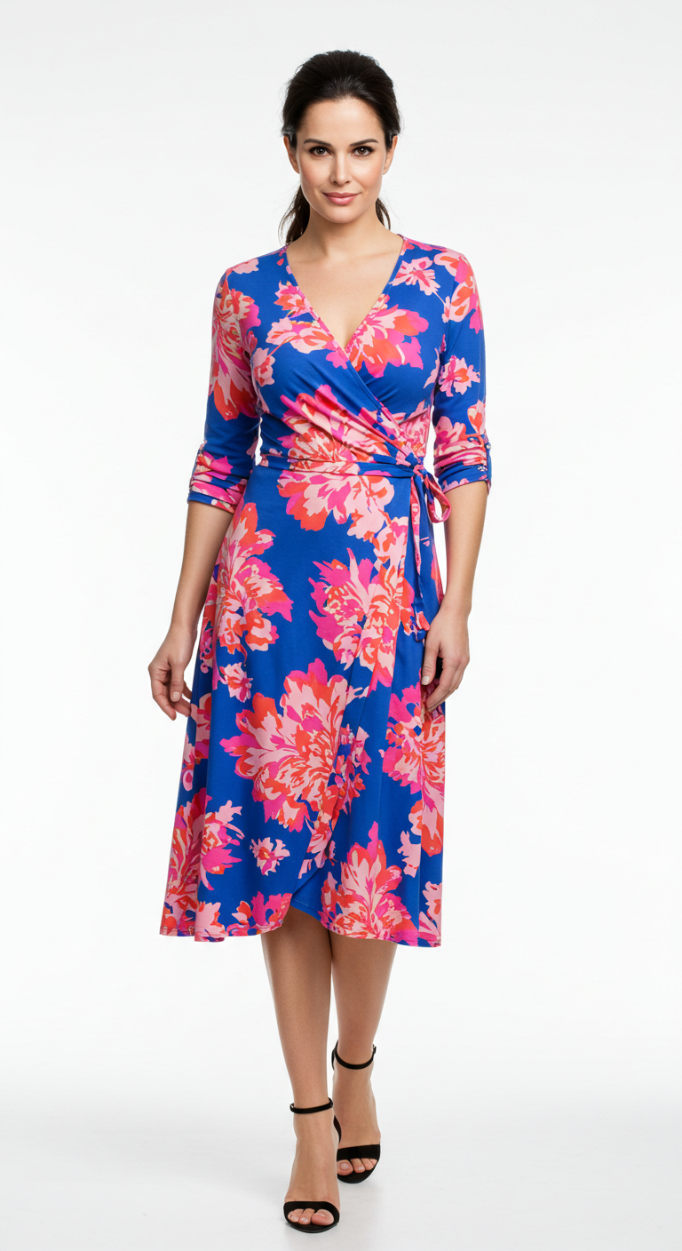 Bold Print Wrap Dress for Women
