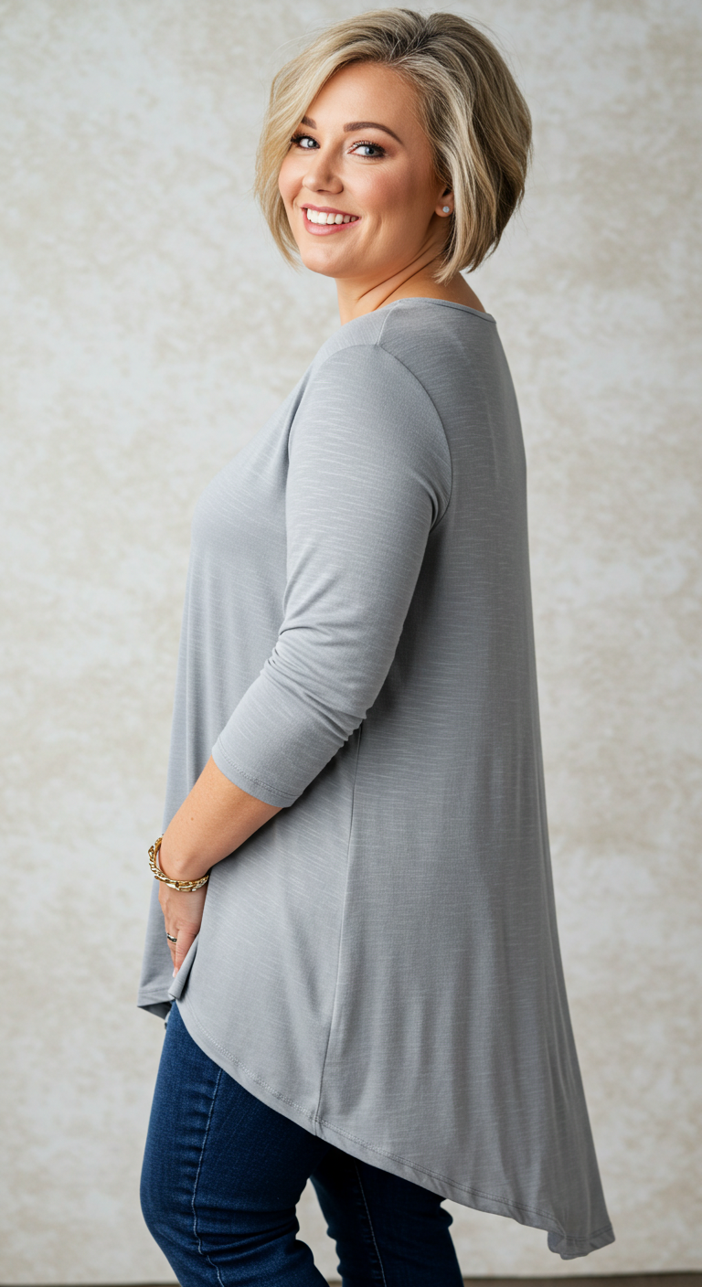 High-low hem tunic top for curvy women