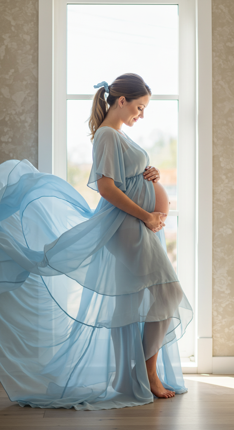 Layered Chiffon Maternity Dress