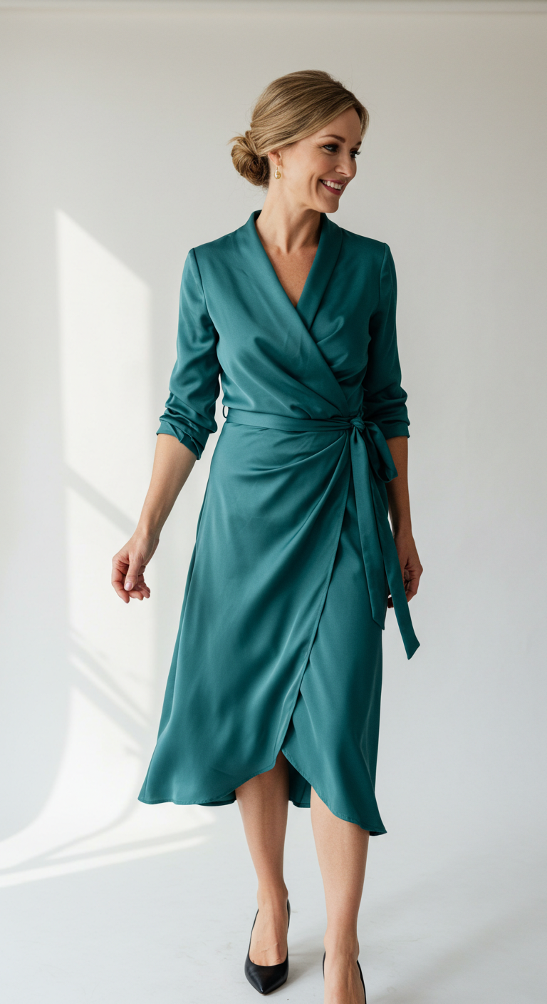 Satin Wrap Dress for Women