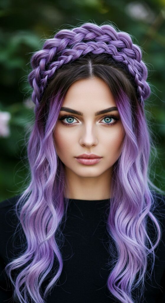 Crown Braid with Lavender Ombre