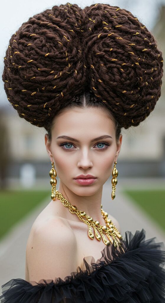 Crowned Coil Puffs with Gold Accents