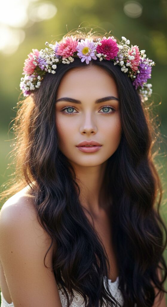 Floating Flower Crown on Natural Hair