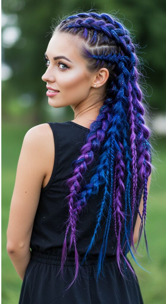 Galaxy Braids with Glitter Parts