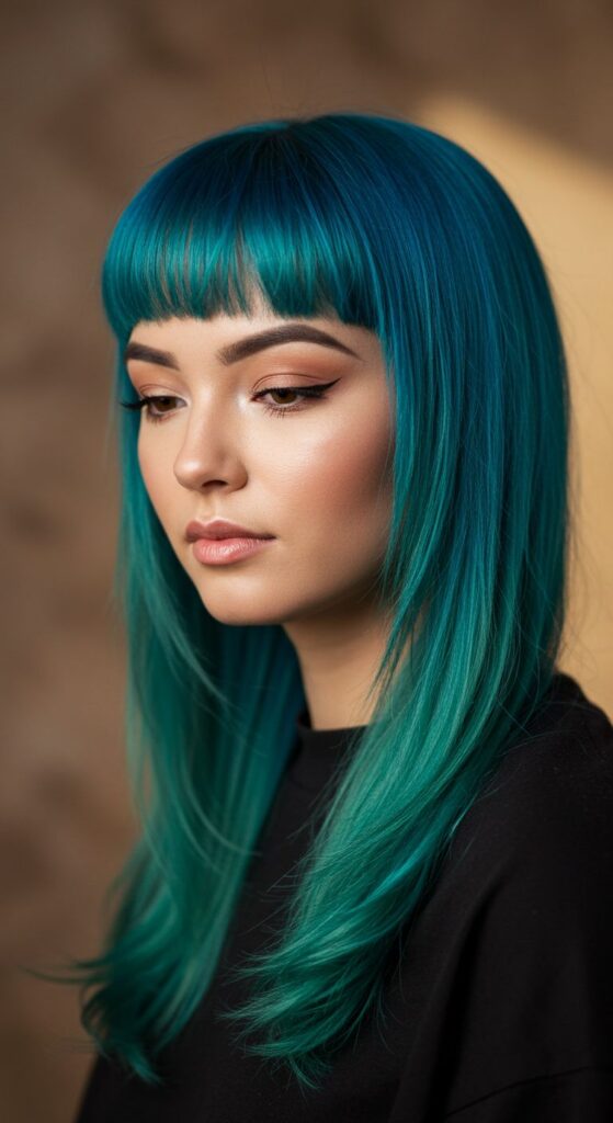 Ocean Fade with Curtain Bangs