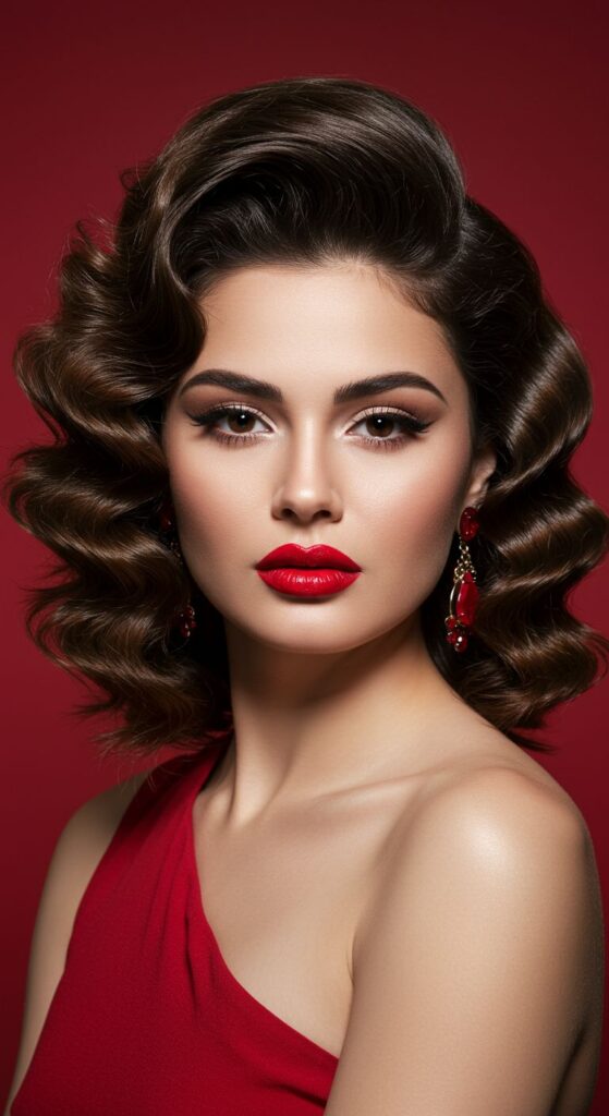 Crown Volume with Soft Curls: Retro Bombshell