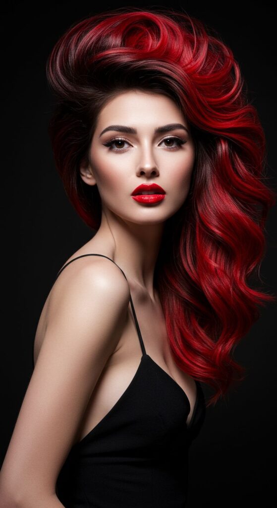 Dark Brunette with Sunset Red Balayage