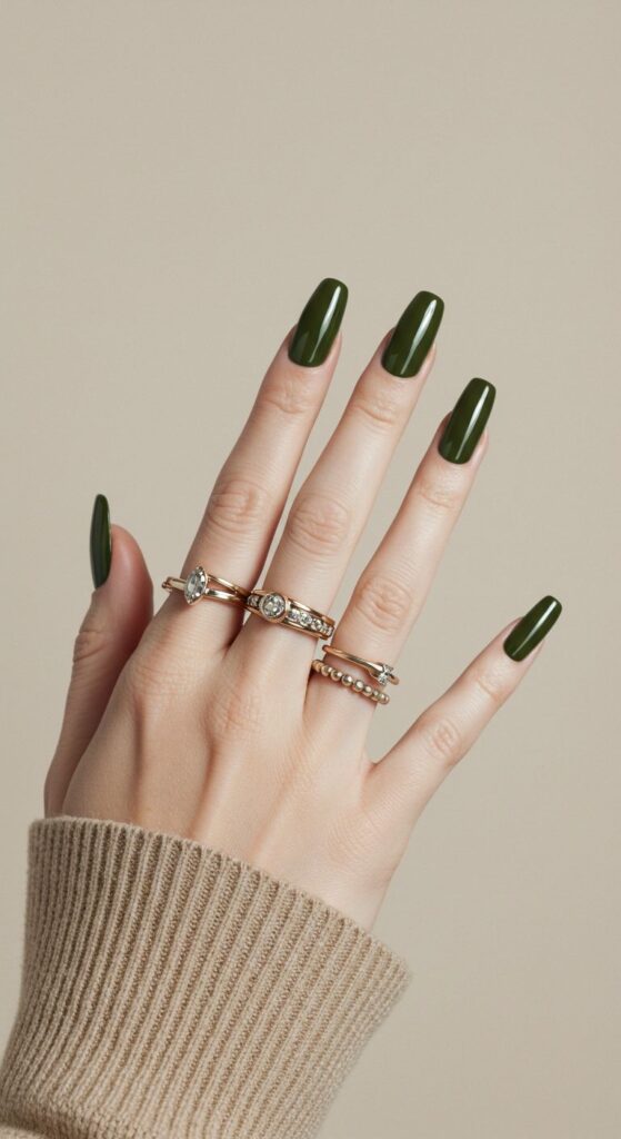 Glossy Olive Green Chic