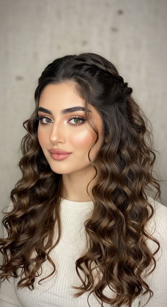 Half-Up Half-Down with Loose Curls: Feminine and Playful