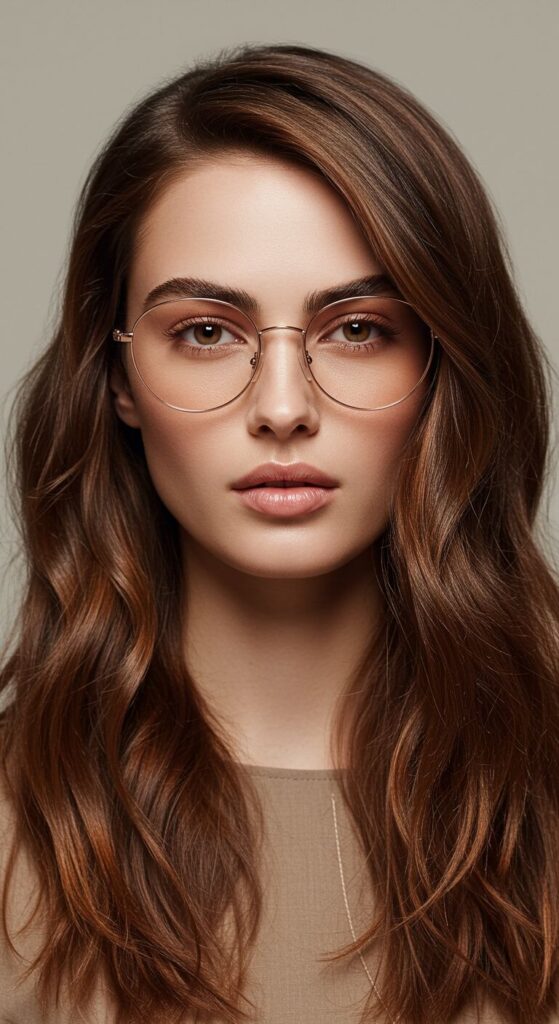 Rich Chestnut Balayage with Copper Lenses
