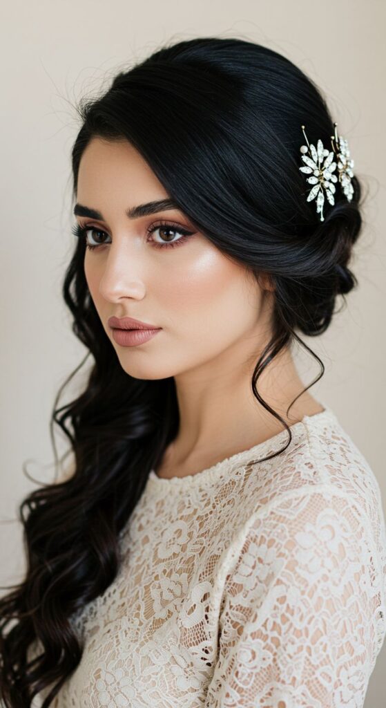 Side-Swept Updo: Romantic Elegance