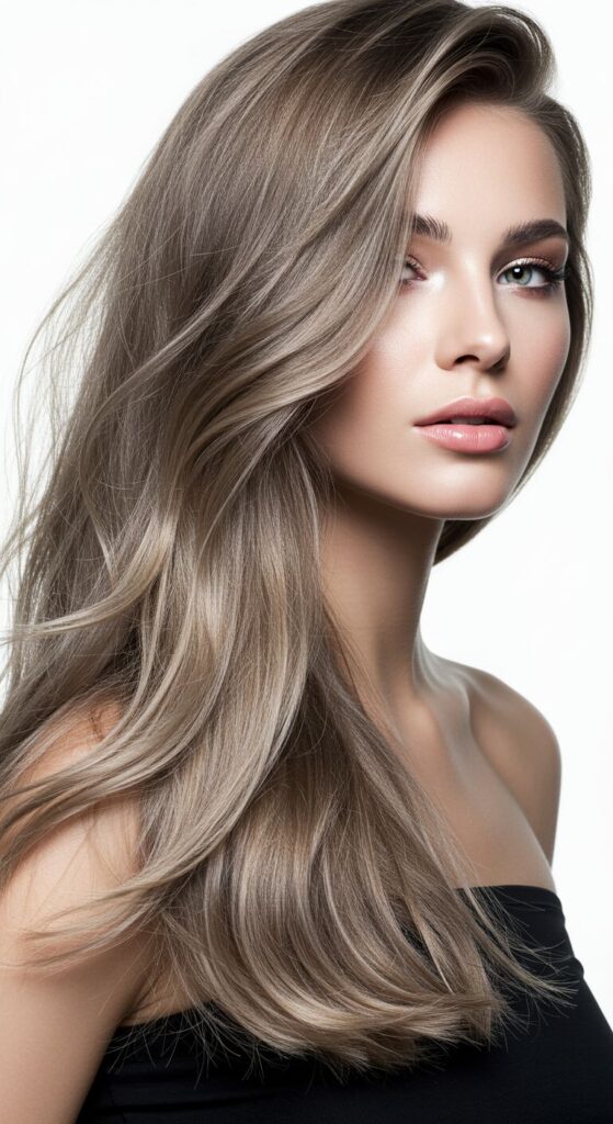 Soft Ash-Brown Balayage with Pearl Lowlights