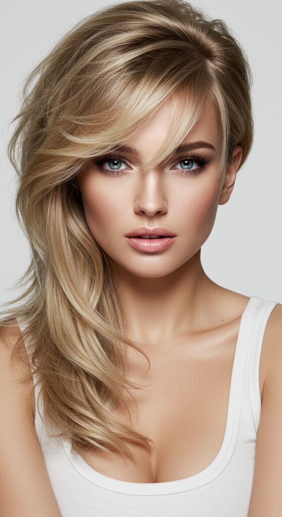 Wispy Side Bangs: Softens Sharp Angles