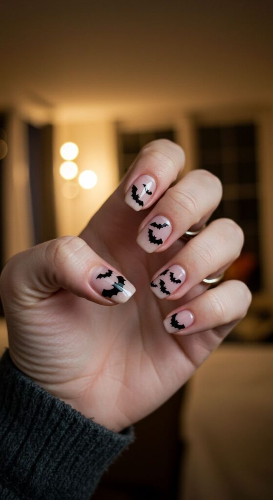 Bat Silhouettes Nails