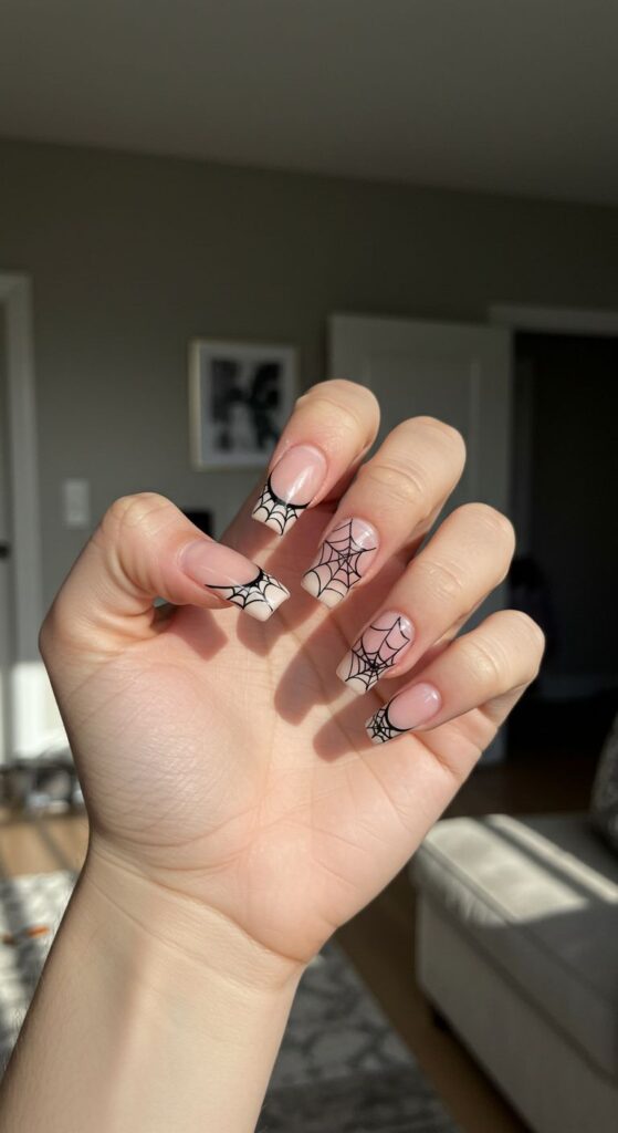 Cobweb French Tips Nail