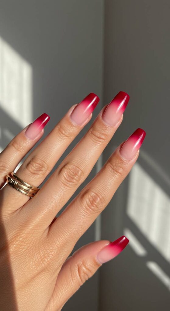 Crimson Ombre with Nude Base