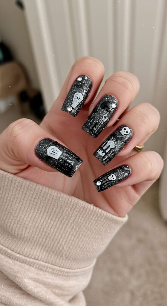 Glittery Graveyard Nail