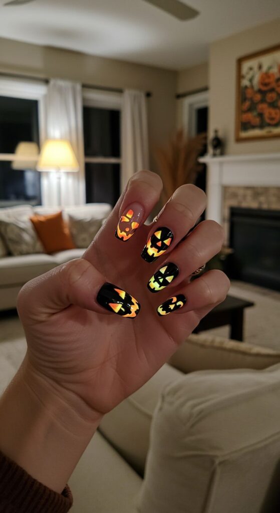Jack-O’-Lantern Glow Nail
