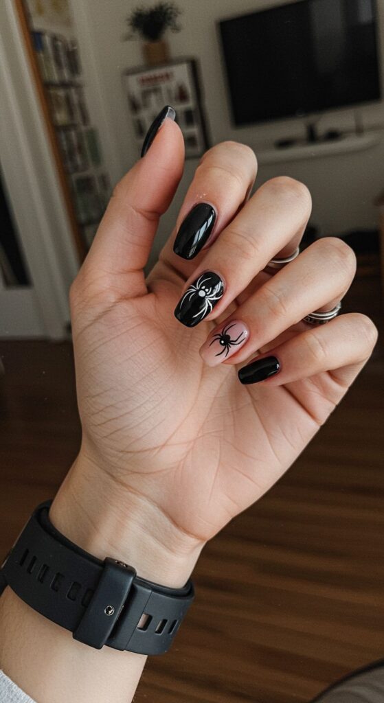 Matte Black Glam Nail